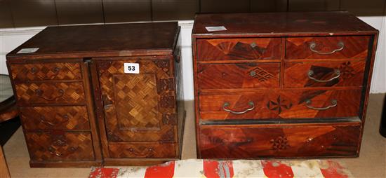 Two Japanese parquetry cabinet